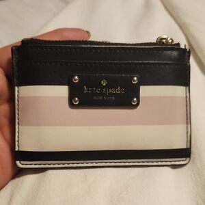 Kate Spade Black and Pink Striped Card Case